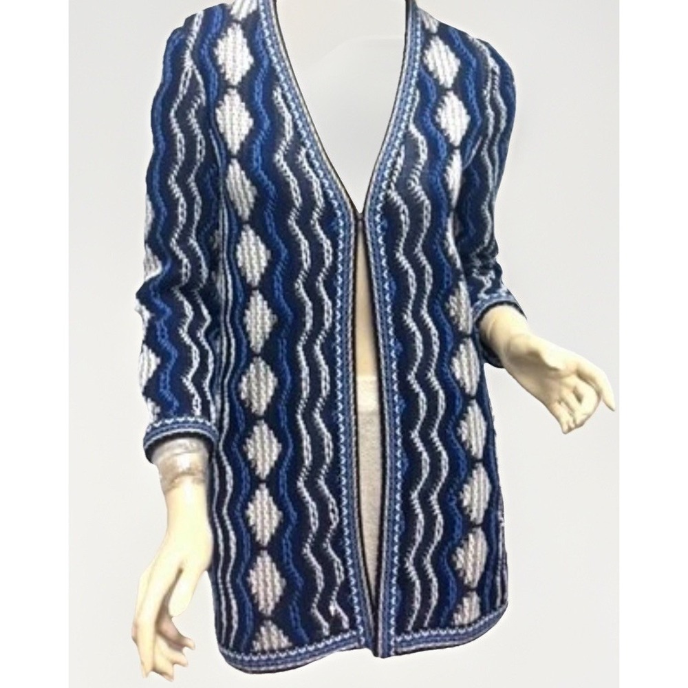 New St John Knit NWT Blue Black Multi Jacket Size Small RT $1195
